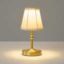 5W Mini Cordless Lamp Gold,3000 mah Small Battery Operated Lamp,Vintage Small Table Lamps,3 Level Dimmable Rechargeable Lamps,Decorative Dining Table Light,Mini Lamps for Kitchen,Nightstand,Bedroom (Pale Gold-9.8 inch-1pack)