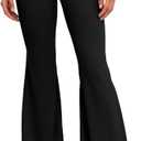 Womens High Waisted Stretchy Mini Flare Leggings Buttery Soft Yoga Pants Tummy Control Workout Pant (Large, Black)