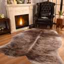 Cowhide Rug 5.2 x 6.3 Feet, Cow Hide Durable No-Slip Backing, Faux Cowhide Thickened Elastic, for Bedroom Living Room Home Office Western Decor (Brown)