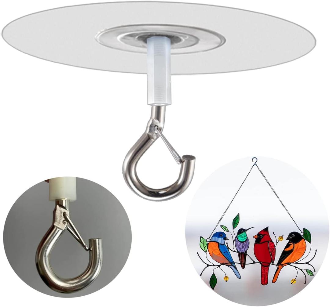 No Hole Adhesive Ceiling Hooks for Hanging Light Plants,Sticky Eye Hooks for Hanging Boby Mobile Curtain,Set of 10 (Round)