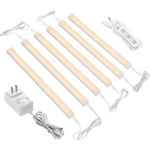 ASOKO Dimmable Under Cabinet Lighting - 6 Pcs 12 Inch Linkable Led Counter Light Bars, Warm White 2700K, DC24V 1320Lumens, 18W Shelf Lighting (ETL Plug) (Manual switch-6 pack)