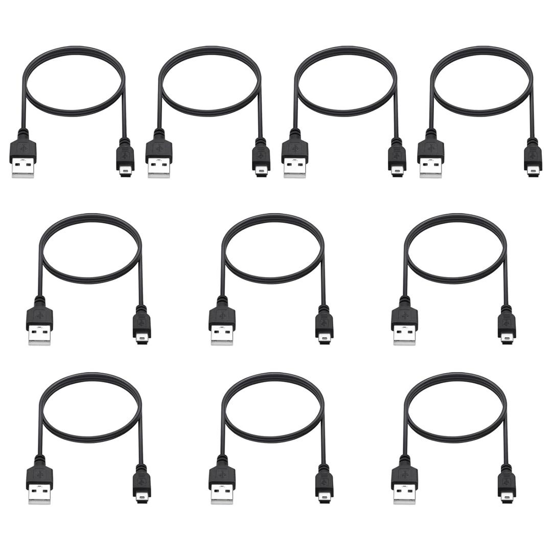 Smays Mini USB Cable 3ft 10-Pack Bulk, Mini-B Charger Cord Black