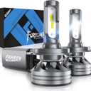 FAHREN H4 Light Bulb, 50000LM 1000% Super Brighter, Real 1:1 Size, 9003/HB2 for High Low Beam, 6500K Cool White, 70000Hrs Long Service Life with Cooling Fan, Plug and Play, Pack of 2