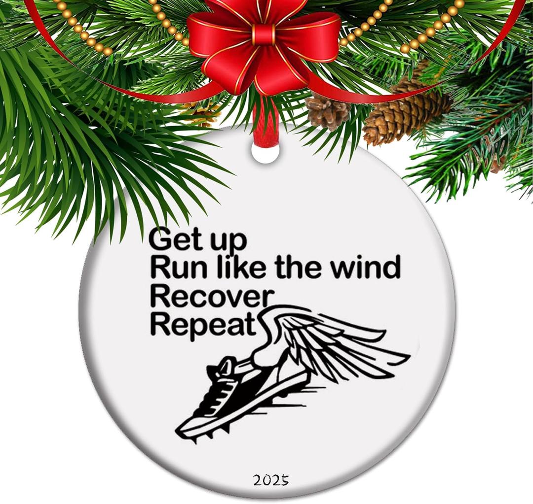 Get up Run Like The Wind - Running Christmas Ornament, XC Running Gift, Cross Country Gift, Gifts for Runner Marathoner (C7)