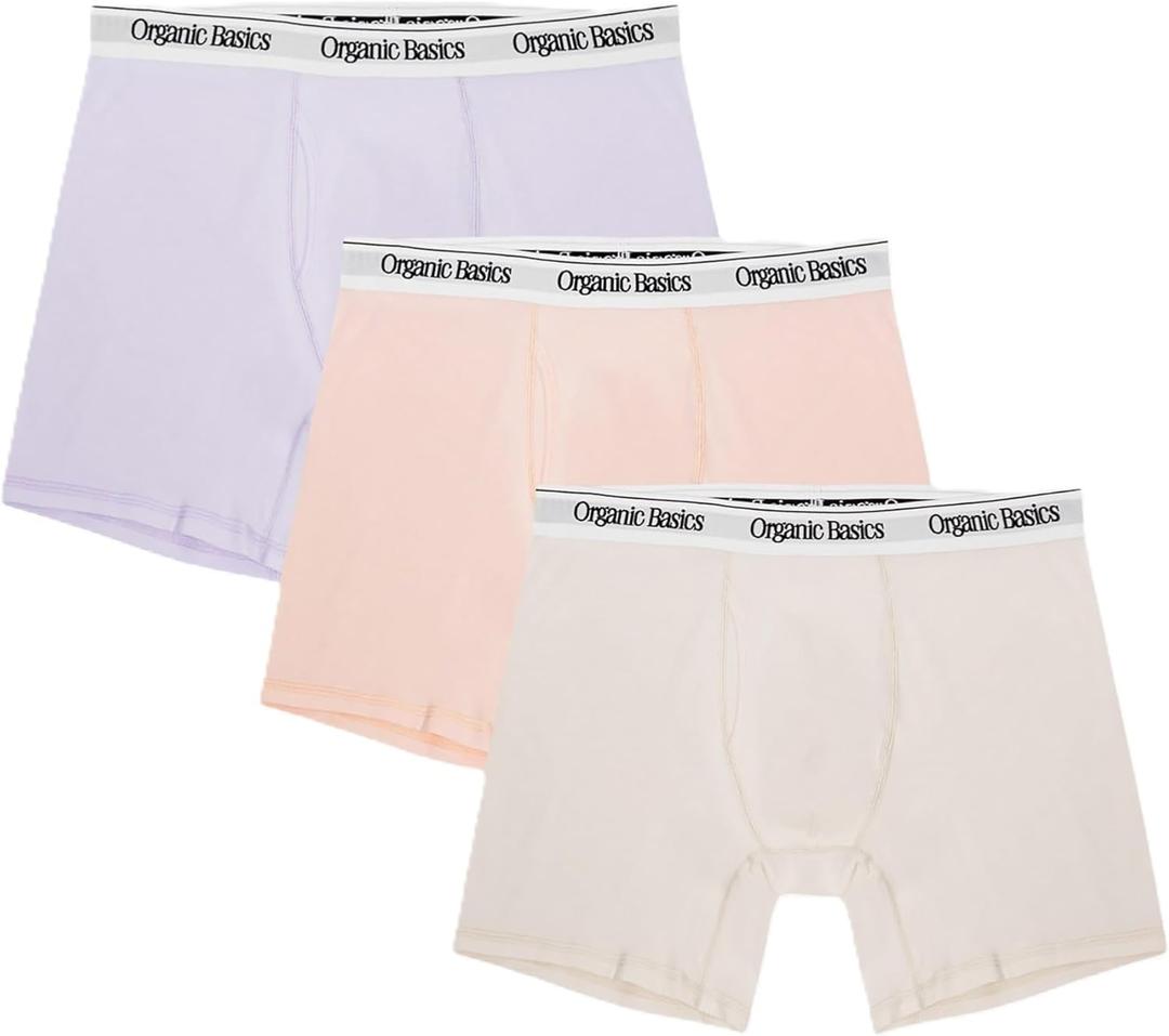 Organic Basics Men's Easy 6" Cotton Boxer Brief Underwear (Pink, XL)