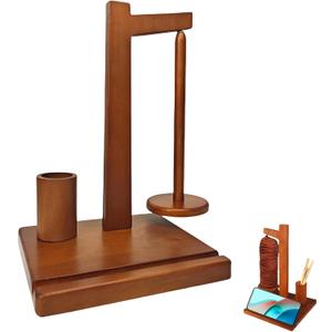 Yarn Holder for Crocheting Wooden Yarn Rack Stand with Phone Stand, Crochet Hook Storage and Magnetic Yarn Ball Holder Spinner