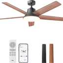 DREO Smart Ceiling Fan with Lights, 52 Inch, 12 Speeds & 3 Fan Modes, Stepless Color Tones, Dimmable LED Light, 12H Timer, Quiet DC Motor, Remote/APP/Alexa Control, Black Ceiling Fans Indoor