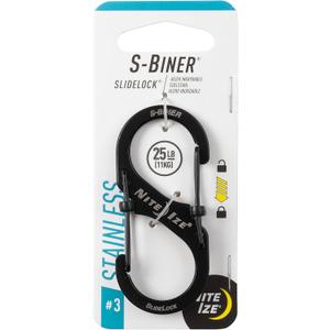 Nite Ize LSB3-01-R6 S-Biner SlideLock Dual Locking Carabiner, Size #3, Stainless