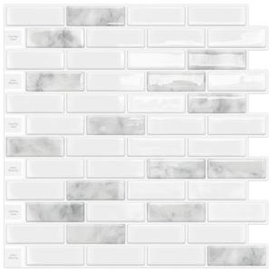 DEWOO Kitchen Backsplash Self Adhesive Wall 3D Marble Tiles Peel and Stick Bathroom, Grey (Sheet, 12"×12"), 7 Pieces