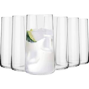 Krosno Tall Water Glasses, Set of 6, 18.3 oz, Avant-Garde Collection, Lightweight Crystal Glass, Perfect for Everyday, Dishwasher Safe, Made in Europe
