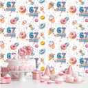 3 x Funny 6 7 Meme Birthday Decorations 2 Pack Donut Theme Party Supplies 3.3x6.6ft Tinsel Foil Fringe Curtain White Photo Booth Prop Six Seven Backdrop Streamer Decor for Kids