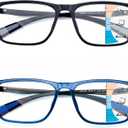 Multifocus Reading Glasses Men,No Line Bifocal Progressive Multifocal Readers,Blue Light Computer Frame Eyeglass