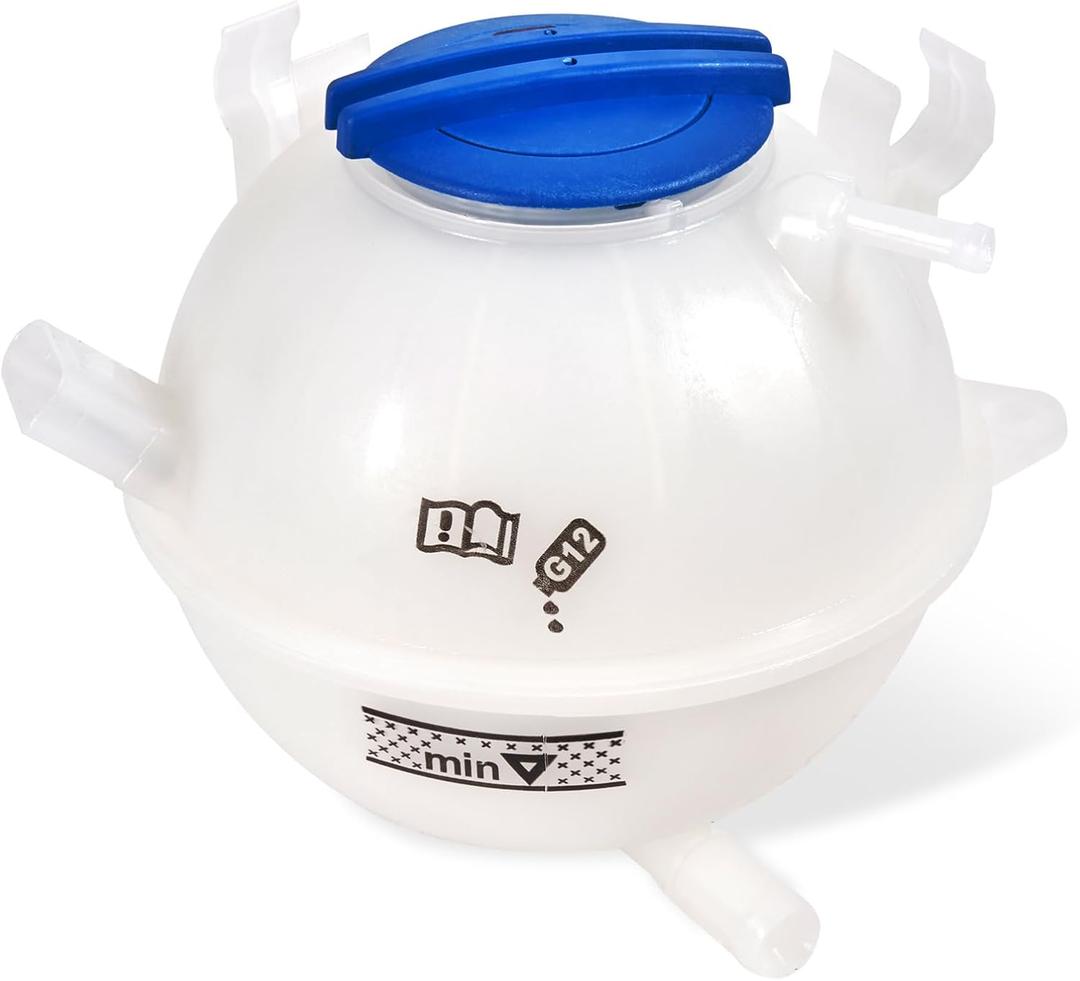 603-253 Front Engine Coolant Radiator Reservoir Recovery Expansion Tank with Cap Compatible with 2006-2019 Audi A3 Q3 TT, 1993-2019 Volkswagen Beetle Eos Golf Passat Jetta Replace# 1K0121407A