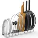 FLSEPAMB Pan Organizer - Adjustable Lid Organizer for Kitchen, Heavy Duty Pot Lid Organizer, Under Sink, Drawer, Pantry Storage (1 Pack)