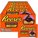 REESE'S Big Cup Chocolate Lava Peanut Butter Cups, 1.4 oz, 16 ct | Reese's Peanut Butter Cups with Gooey Chocolatey Lava Filling, Kosher and Gluten Free, Individually Wrapped Candy, 16 ct (EXP 10/31/26)