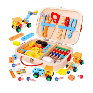 45 Pcs Kids Tool Set, Toddler Tool Set with Tool Box, STEM Construction Preschool Educational Toys for Age 3 4 5 6 7 Boys Girls, Wooden Tool Kits Toys, Christmas Birthday Present for Kids
