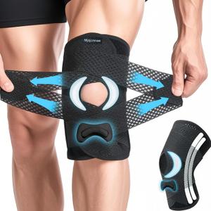 Knee Brace for Women & Men, Knee Brace for Knee Pain, Meniscus Tear, Adjustable Knee Support with Side Spring Stabilizers for Meniscus Tear, Arthritis, Patella Stability, Knee Pain Relief(Medium)