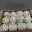 White and Gold Christmas Ornaments Set, 12 Pcs 3.15 inches Christmas Tree Decorations Large Shatterproof Vintage Neutral Farmhouse Xmas Ornaments for Christmas Tree Home Decor Indoor Outdoor