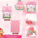 Feifeiya 24 Pcs Pink Gift Bag with Handle Valentines Day 3D Fairy Tale Flower House Cardboard Treat Candy Goodies Gift Bag for Valentines Galentine Day Holiday Birthday Party Supplies