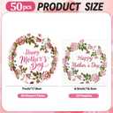 50PCS Happy Mother's Day Paper Plates and Napkins - Pink Floral Dessert Plates and Napkins Disposable Best Mom Ever Theme Supplie for Mother's Day Birthday Party Decorations