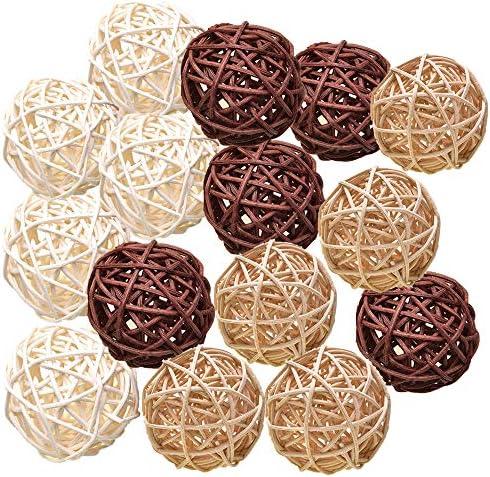 Pemalin Natural Decorative Wicker Rattan Balls- Vase Filler, House Ornament, Christmas Tree Garden Wedding Party Coffee Table Decoration,Craft DIY, Parrot, Bird Toys Balls.