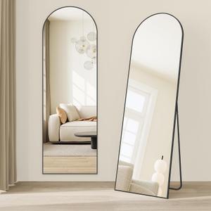 SONGMICS Full Length Mirror, 63 x 20 Inches, Arched Full Body Floor Mirror with Stand, Aluminum Alloy Frame, Tempered Glass, for Bedroom, Living Room, Cloakroom, Ink Black ULFM031B01 SONGMICS Full Length Mirror, 63 x 20 Inches, Arched Full Body Floor Mirror with Stand, Aluminum Alloy Frame, Tempered Glass, for Bedroom, Living Room, Cloakroom, Ink Black ULFM031B01