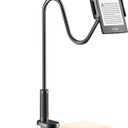 Gooseneck Tablet Holder for Kindle Reading in Bed, Hands Free Desk Bedside Lazy Arm Stand for Kindle Accessories, Compatible with iPhone iPad Mini