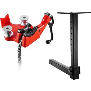 VEVOR Heavy-Duty Pipe Chain Vise, 1/8" - 5" Pipe Capacity, 26" Rugged Chain & Cast Iron Base, Hitch Mount Vise Plate Holder With Adjustable Height - Fits 2 inch x 2 inch Receiver