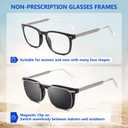 DEHOTRE Non Prescription Glasses Men Acetate Frame Eyeglasses with Magnetic Clip On TAC Polarized Sunglasses Clear Lens