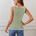 MEROKEETY Women's Summer Square Neck Tank Tops, Green, Small (S)