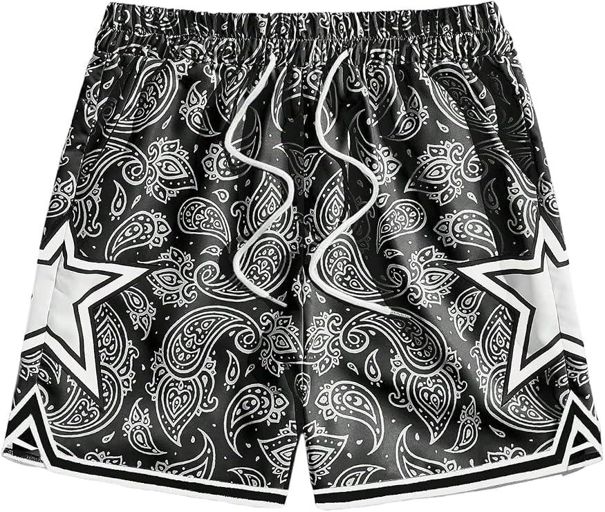 COZYEASE Men's Letter Graphic Print Drawstring Waist Shorts Casual Tie Front Track Athletic Gym Shorts Deep Black Large