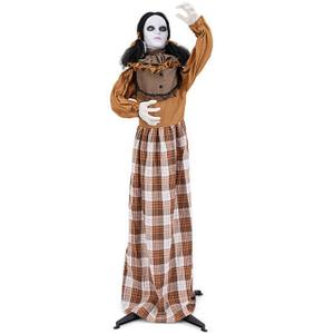 Halloween Animatronic Haunted Woman with Pop Up Head and Control Button, 5.8 Ft