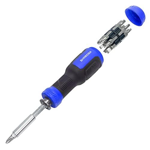 SHARDEN Multibit Screwdriver 13-in-1 Screw Driver Set Adjustable Extension Screwdriver Multitool All in One with Torx Security, Flat Head, Phillips, Hex, Square and 1/4 Nut Driver, 2 Packs