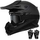TRIANGLE Adult Dirt Bike Helmet Full Face Motorcycle Helmets with Adjustable Goggles & Gloves - DOT/FMVSS-218 Certified Motocross Helmet for Off-Road ATV BMX UTV Large