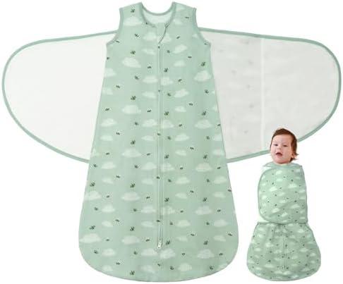 Baby Swaddle Sleep Sack, 1.0 Tog New-Parent-Friendly Swaddle for Newborns & infant 6-12 Months Baby Wearable Blanket Reduce Startle Reflex, Newborn Boys Girls Registry Essentials
