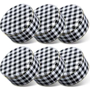 6 Pcs 7'' Christmas Cookie Tins with Lids Metal Christmas Tins Round Metal Cookie Tin Container Holiday Storage Box for Baking Chocolate Snack Storage Gift Giving (White Black)