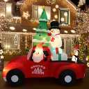 Christmas Inflatables, 7.8FT Waterproof Light Up Red Truck Christmas Decor, Blow Up Christmas Yard Decorations with Built-in LED Light, Outdoor Christmas Decorations Inflatable for Garden Yard