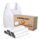 LimonLaviu Plastic Bags - 300 Pack (11.5'x 6.5" x 21') with Handles for Small Business, Restaurants, Grocery & Trash (White)