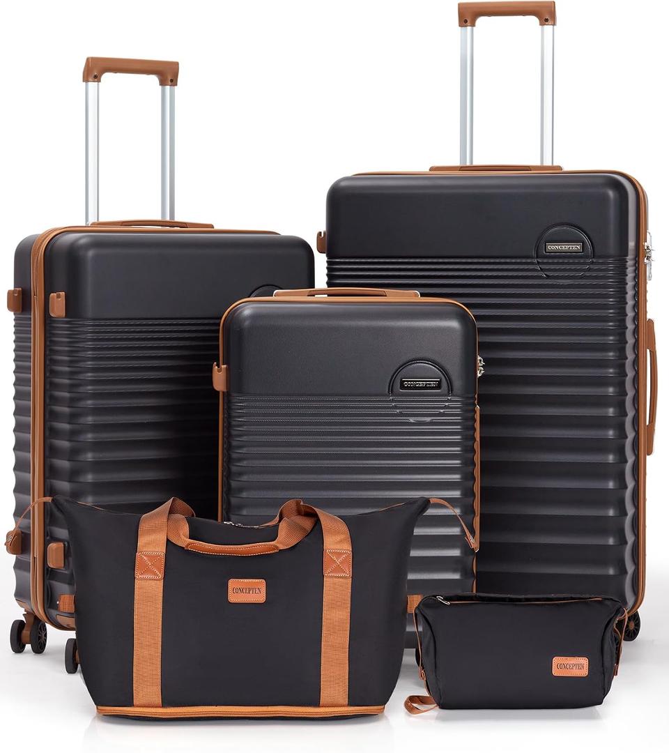 CONCEPTEN Luggage Sets 5 Piece, Suitcases with Wheels, Hardshell Suitcase Set, ABS Carry on Luggage Set with TSA Lock, Travel Luggage, ABS-3Pcs