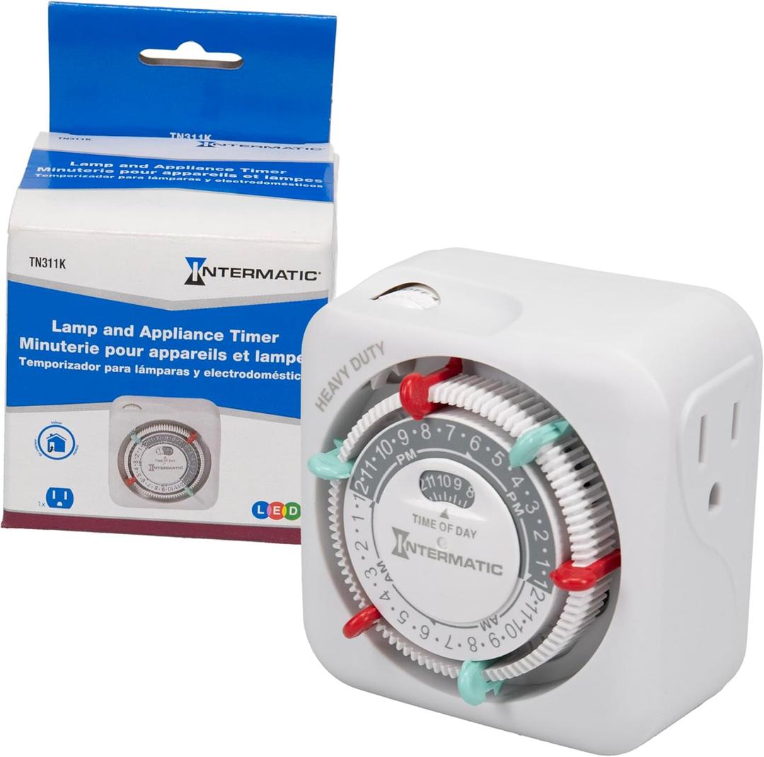 TN311 Heavy-Duty 24-Hour Indoor Mechanical Plug-in Timer - Efficient Control, Customizable Scheduling - Timer for Lighting, Fans & Small Appliances