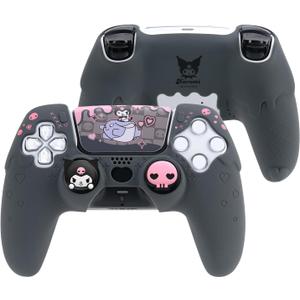 Silicone PS5 Controller Cover Skin Set,Anti-Slip Soft Protective Case for PS5 Wireless Controller with 2 Thumb Grip Caps and 1 Sticker