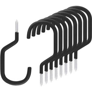 SMARTOLOGY 8 Pack Bike Hanger Storage Hook Rack, Rubber Coated Heavy Duty Large Screw in Ceiling Hooks for Garage Wall and Ceiling Bicycle Storage, Utility Tool Hanger (Black) SMARTOLOGY 8 Pack Bike Hanger Storage Hook Rack, Rubber Coated Heavy Duty Large Screw in Ceiling Hooks for Garage Wall and Ceiling Bicycle Storage, Utility Tool Hanger (Black)