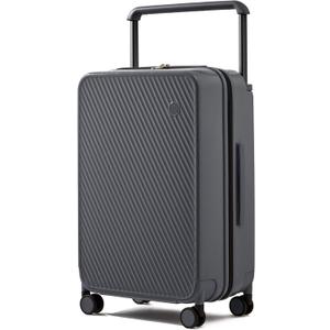 mixi Carry On Luggage Airline Approved 20'' Lightweight Luggage Wide Handle PC Hardshell Suitcases with Spinner Wheels & TSA Lock, Rock Gray