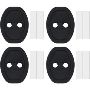 BOXOB 4pcs Car Door Lock Protectors, Universal Silicone Latches Guard Covers with Silent Shock Absorption for Noise Reduction & Protection (Black)