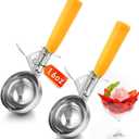 2 Pcs Release Cookie Scoops Ice Cream Scooper with Trigger Release Portion Scoop Stainless Steel for Portion Control, Baking Food, Cookie Dough, Cupcake Batter (1.6 oz,Yellow)