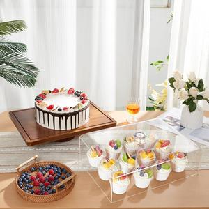 HouseJoy Acacia Wood Cake Stand with LidExtra Large 17" Rectangular Cake Holder,2in1 Dessert Table Display Set & Charcuterie Board,Acrylic Cake Dome Cover for Cheese/Veggie/Desert /Chips & Dip