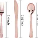 WDF 300 Pieces Rose Gold Plastic Silverware- Disposable Flatware Set - Heavy Duty Plastic Cutlery Includes 100 Forks, 100 Spoons, 100 Knives Perfect for Wedding/Party/Birthday/Mother's Day