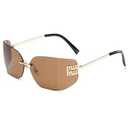 Bsreyeop Futuristic Rimless Y2K Sunglasses for Women Men Fashion Wrap Around Frame Trendy Shield Frameless Design (Brown C1)
