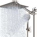 (Brushed Nickel),12'' High Pressure Rain Shower Head with 11'' Adjustable Extension Arm and 5 Settings Handheld Shower Head Combo,Powerful Shower Spray Against Low Pressure Water