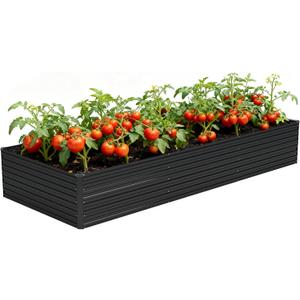 Vengarus 12x4x2FT Galvanized Raised Garden Bed Kit, Deep Root Planter Box Outdoor Large Planter Raised Beds for Planting Flowers,Vegetables and Herbs-Black